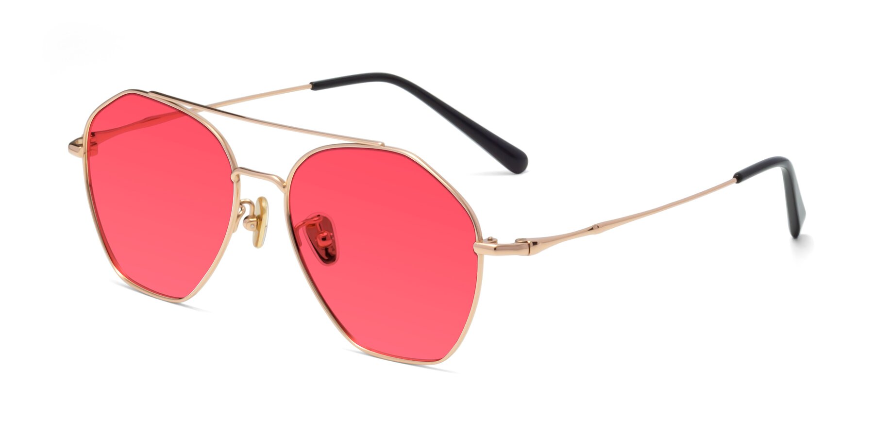 Angle of 90042 in Rose Gold with Pink Tinted Lenses