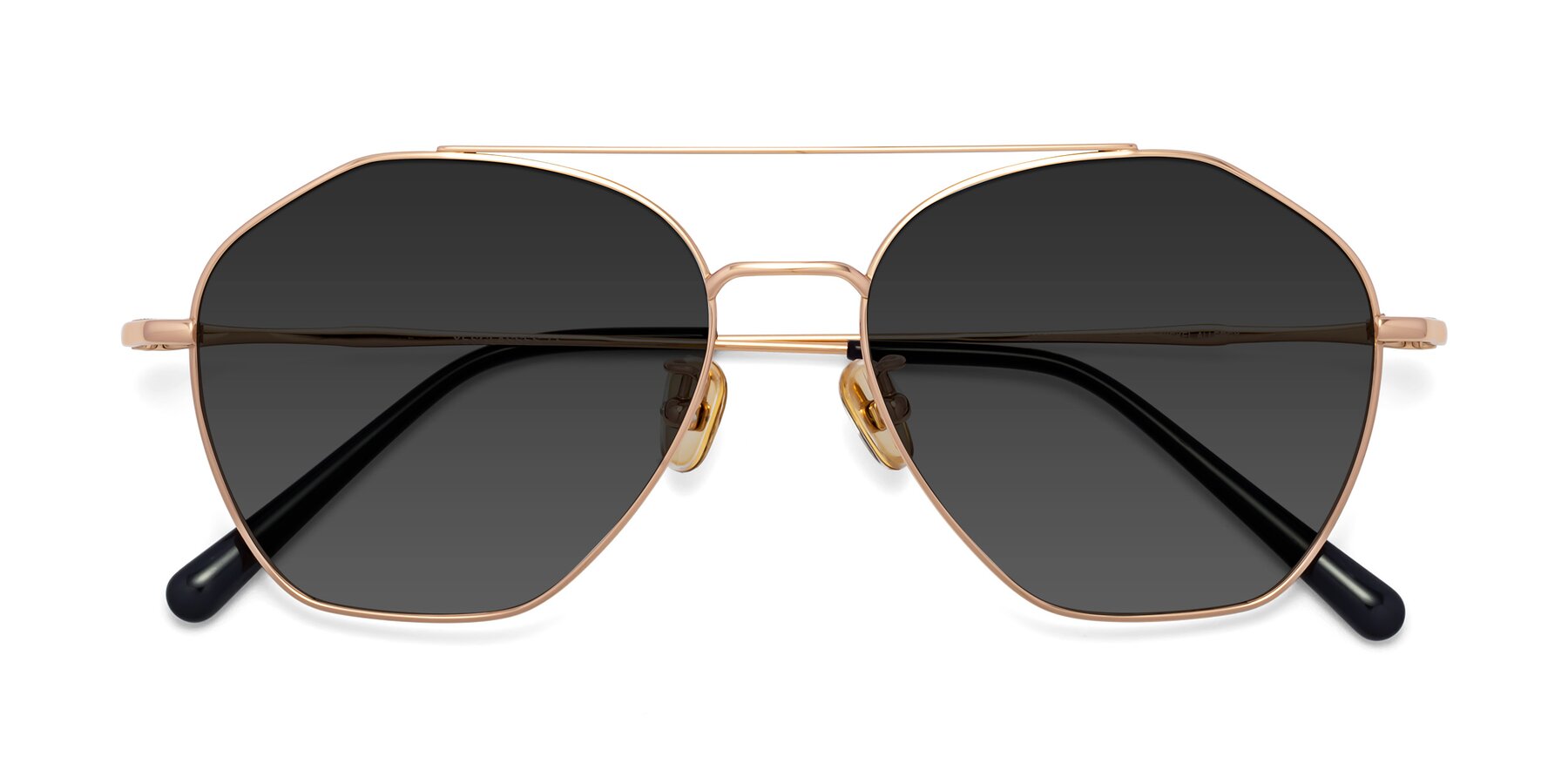 Folded Front of 90042 in Rose Gold with Gray Tinted Lenses