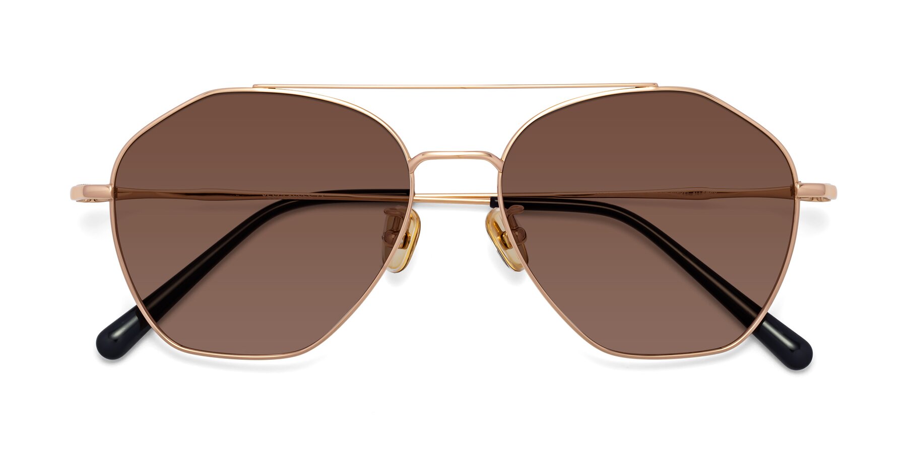 Folded Front of 90042 in Rose Gold with Brown Tinted Lenses