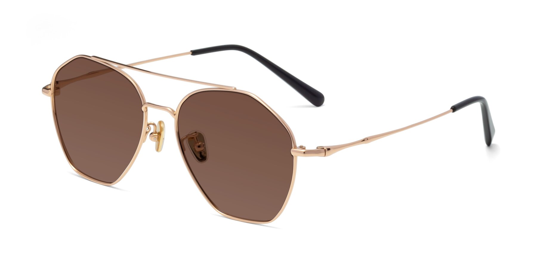 Angle of 90042 in Rose Gold with Brown Tinted Lenses