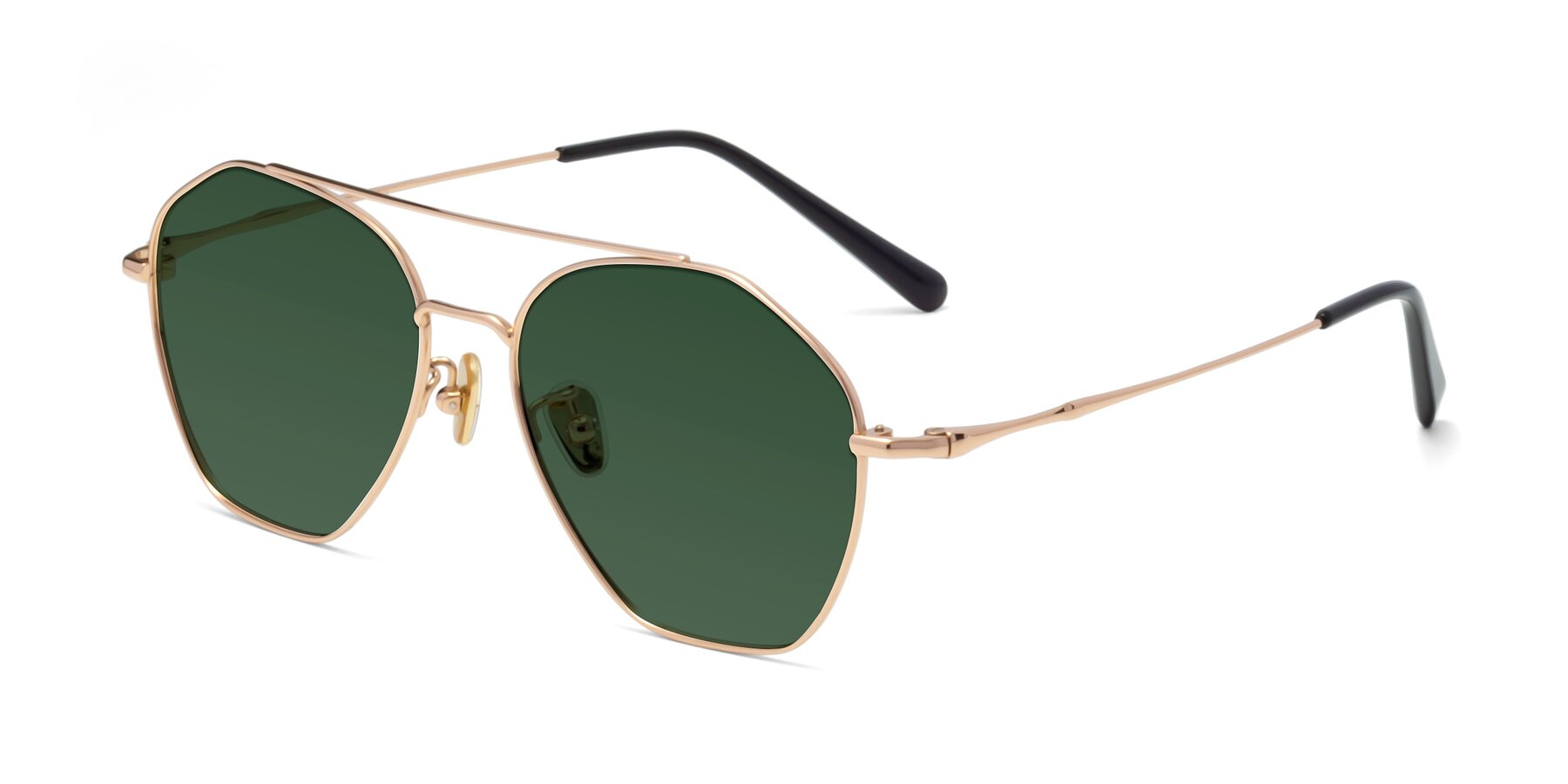 Angle of 90042 in Rose Gold with Green Tinted Lenses