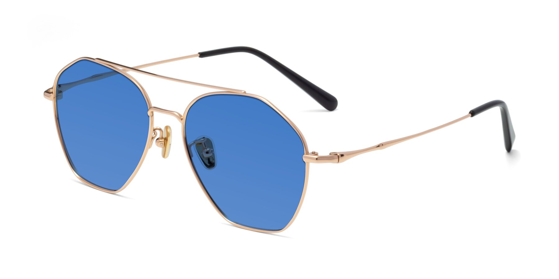 Angle of 90042 in Rose Gold with Blue Tinted Lenses