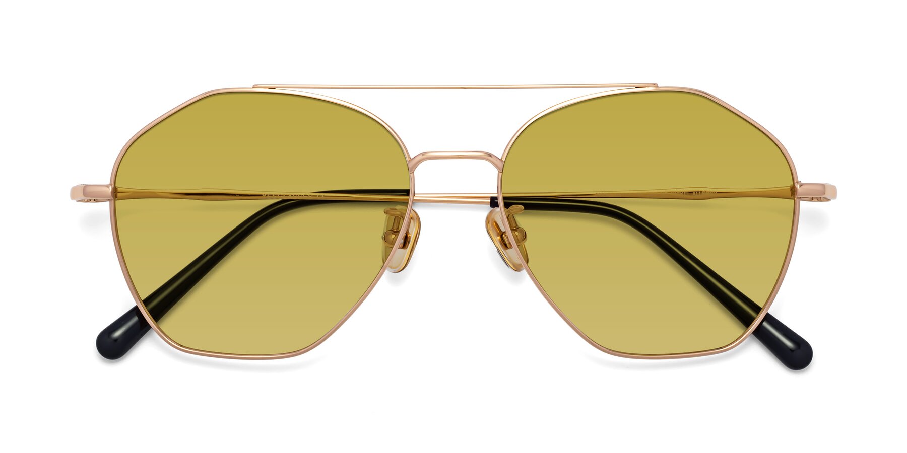 Folded Front of 90042 in Rose Gold with Champagne Tinted Lenses