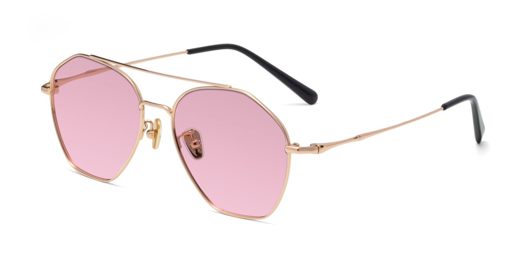 Angle of Linton in Rose Gold with Light Wine Tinted Lenses