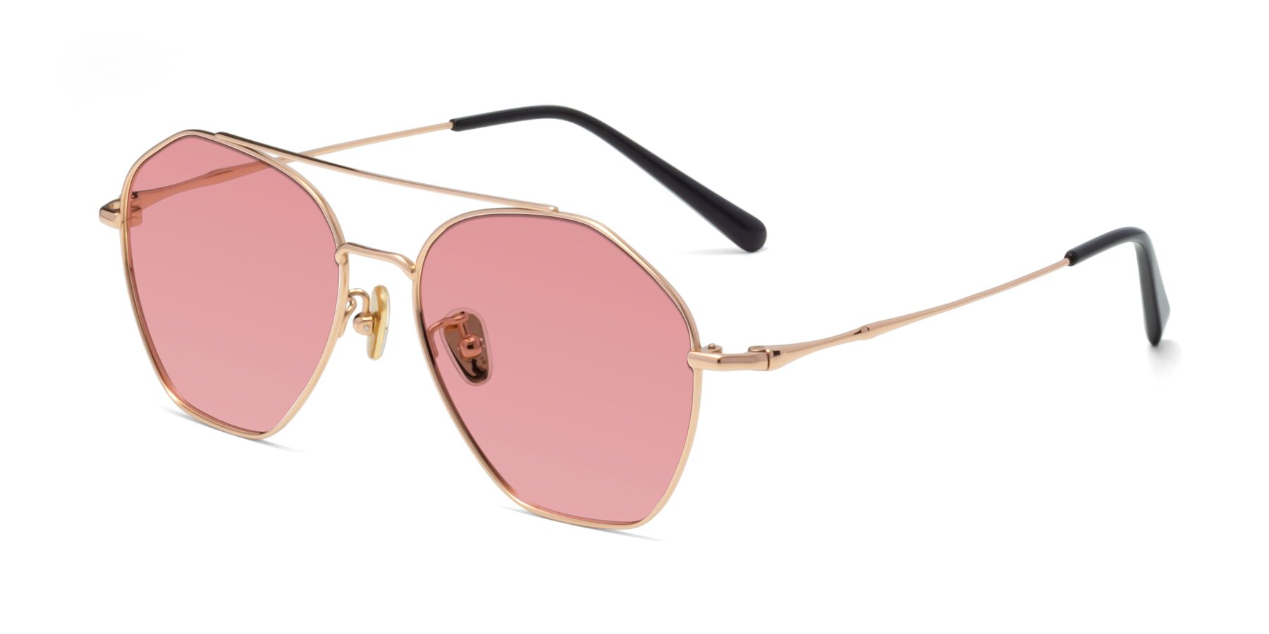 Angle of Linton in Rose Gold with Medium Garnet Tinted Lenses