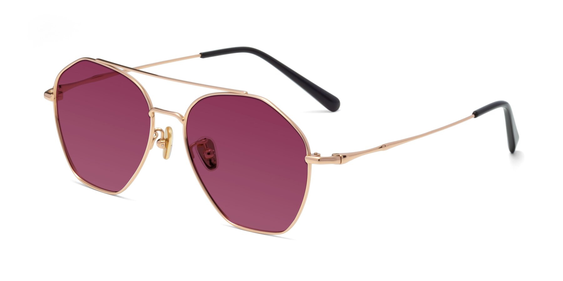 Angle of Linton in Rose Gold with Wine Tinted Lenses