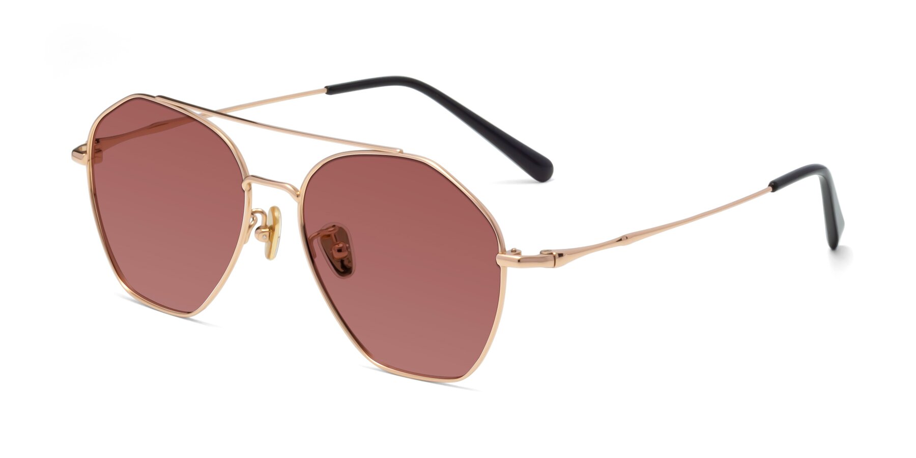 Angle of Linton in Rose Gold with Garnet Tinted Lenses