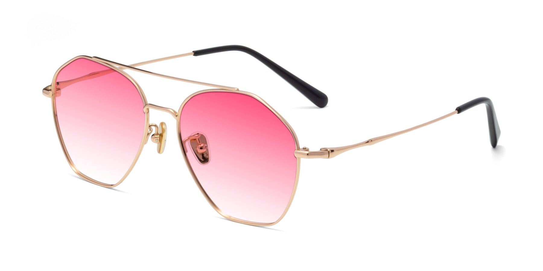 Angle of 90042 in Rose Gold with Pink Gradient Lenses