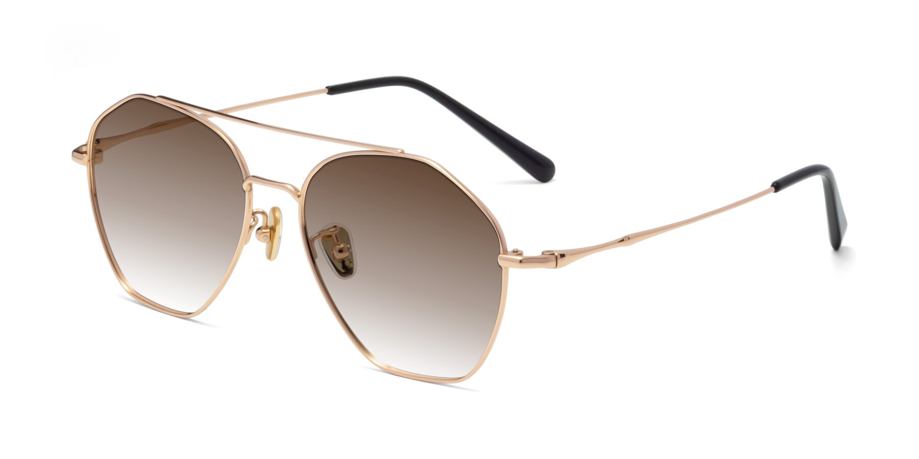 Angle of 90042 in Rose Gold with Brown Gradient Lenses