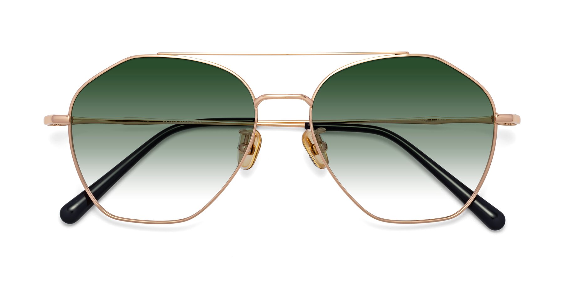 Folded Front of 90042 in Rose Gold with Green Gradient Lenses