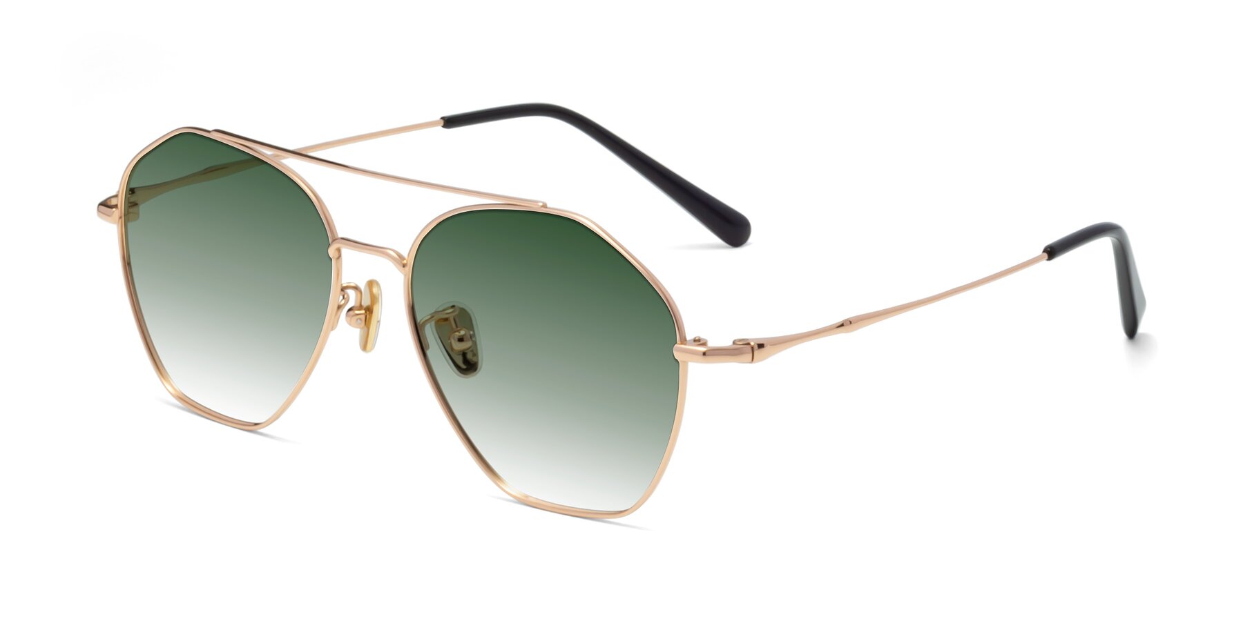Angle of Linton in Rose Gold with Green Gradient Lenses