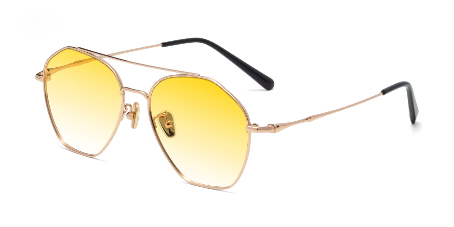 Angle of Linton in Rose Gold with Yellow Gradient Lenses