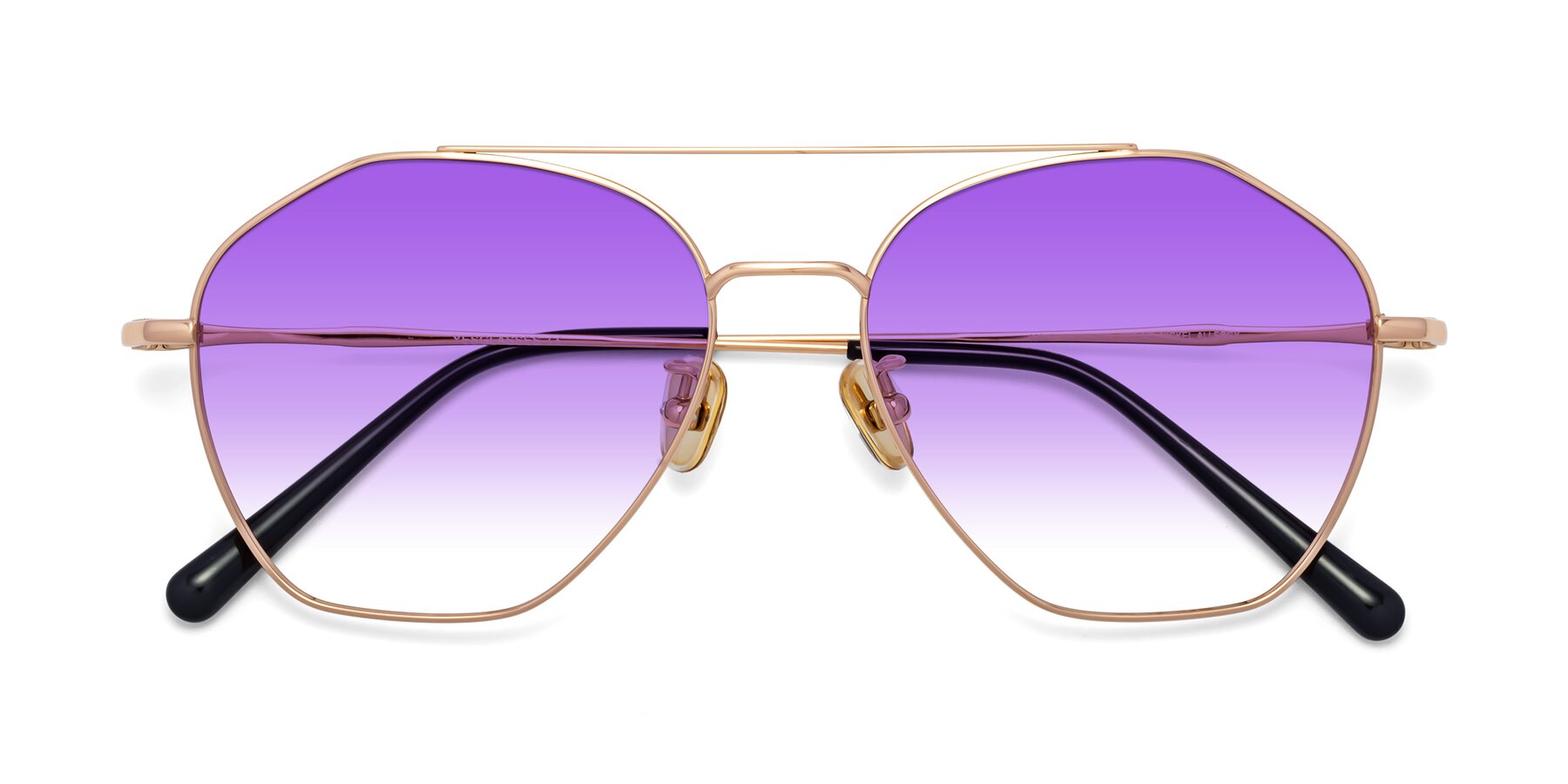 Folded Front of 90042 in Rose Gold with Purple Gradient Lenses