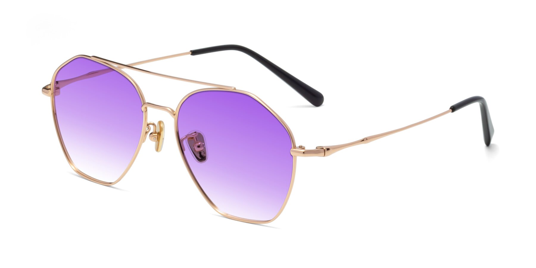 Angle of 90042 in Rose Gold with Purple Gradient Lenses