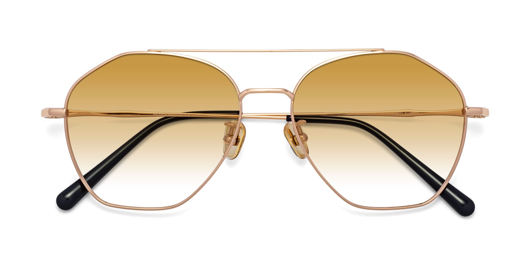 Folded Front of 90042 in Rose Gold with Champagne Gradient Lenses