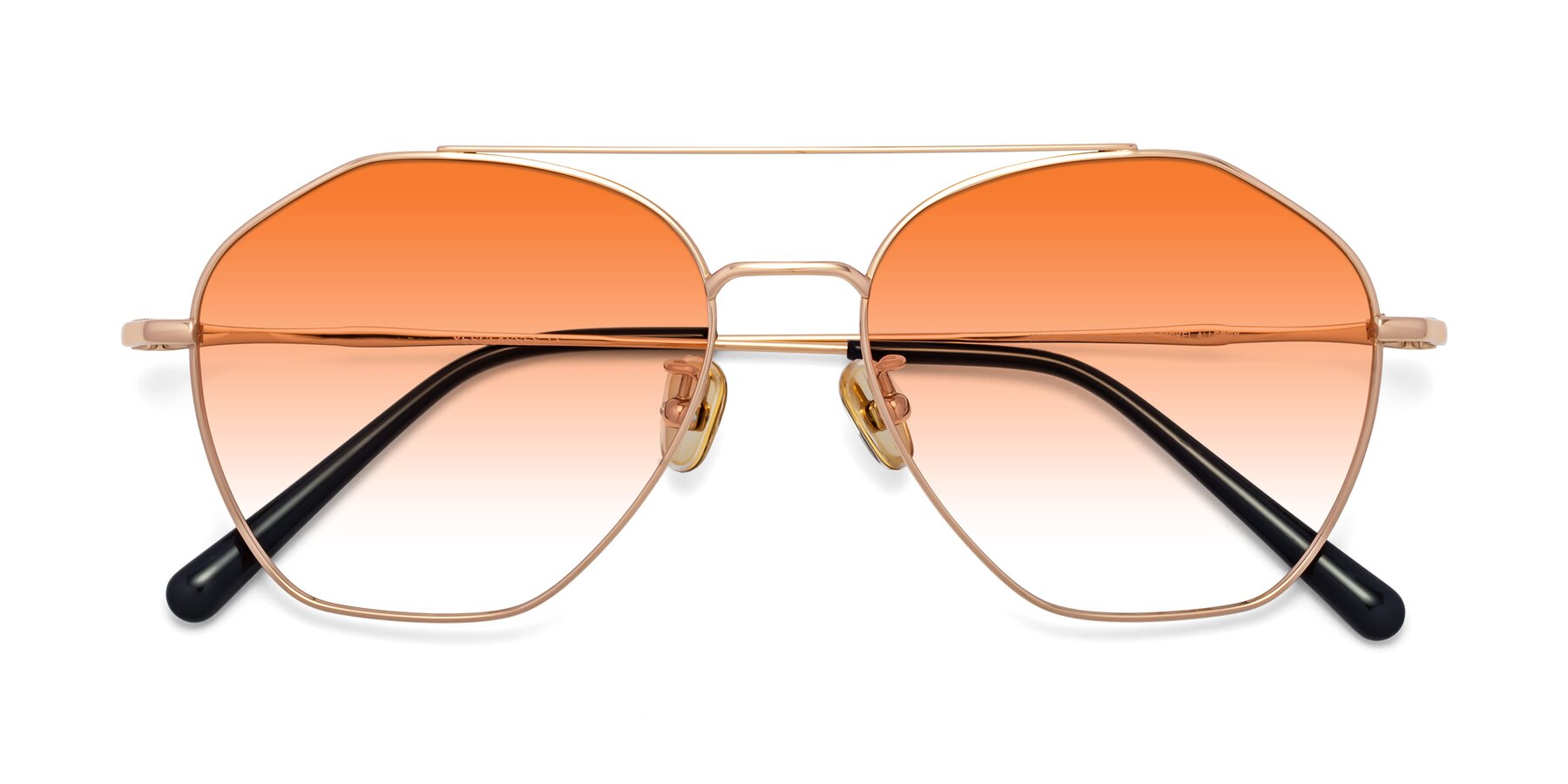 Folded Front of Linton in Rose Gold with Orange Gradient Lenses
