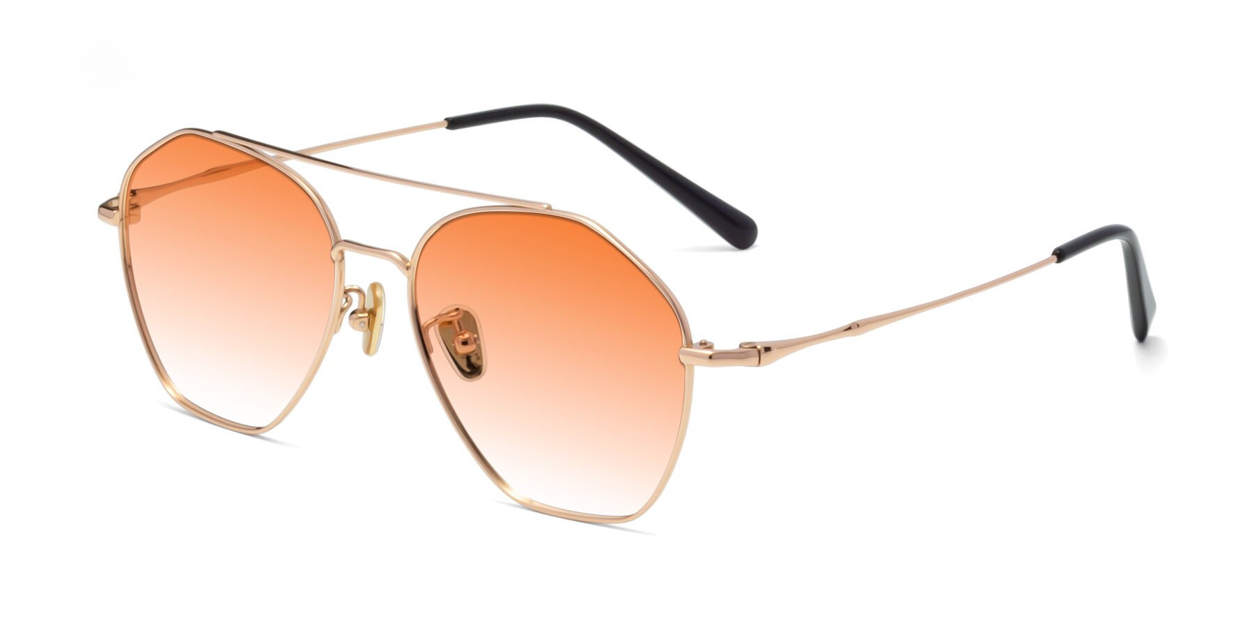 Angle of Linton in Rose Gold with Orange Gradient Lenses