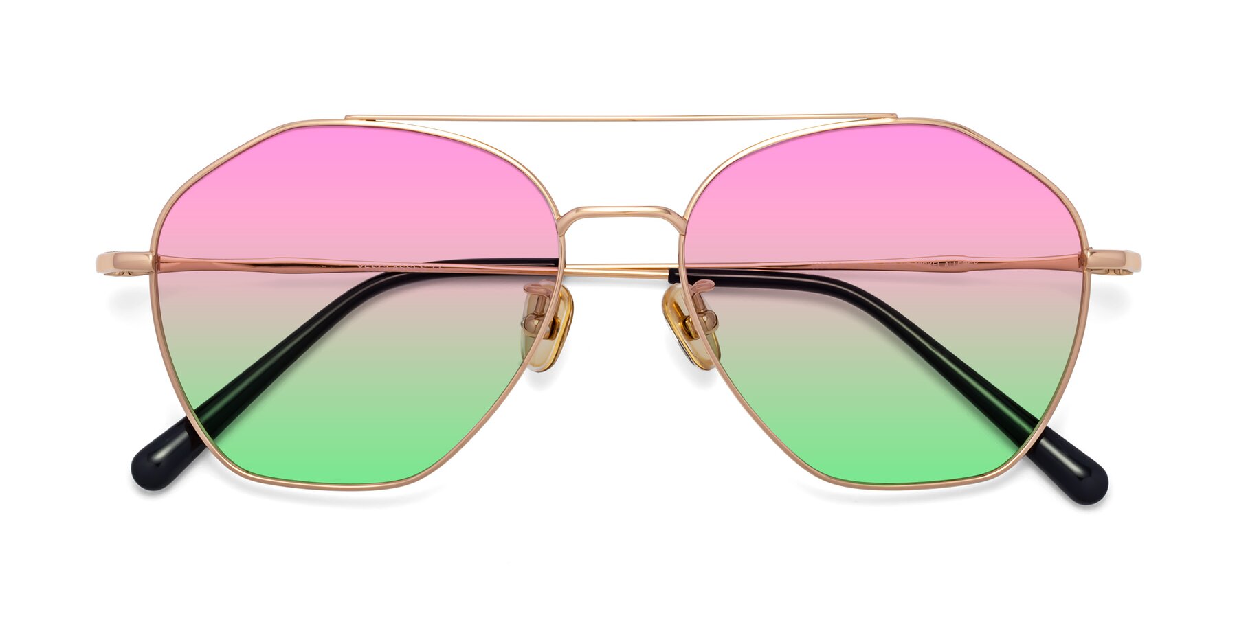 Folded Front of 90042 in Rose Gold with Pink / Green Gradient Lenses