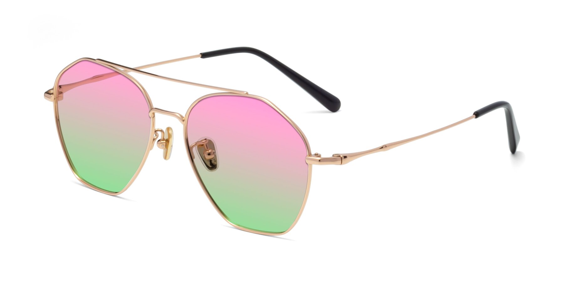 Angle of 90042 in Rose Gold with Pink / Green Gradient Lenses