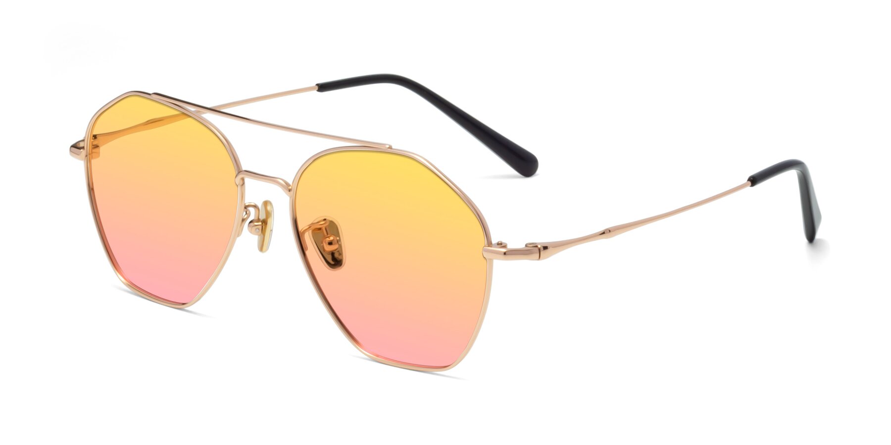 Angle of Linton in Rose Gold with Yellow / Pink Gradient Lenses