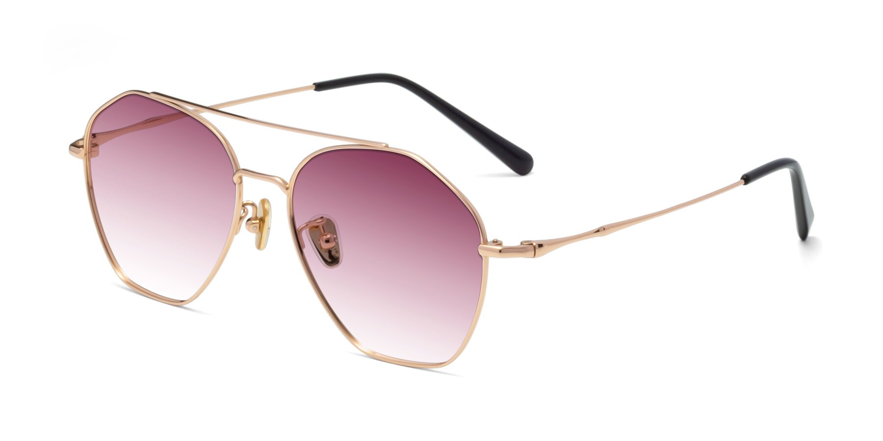 Angle of Linton in Rose Gold with Wine Gradient Lenses