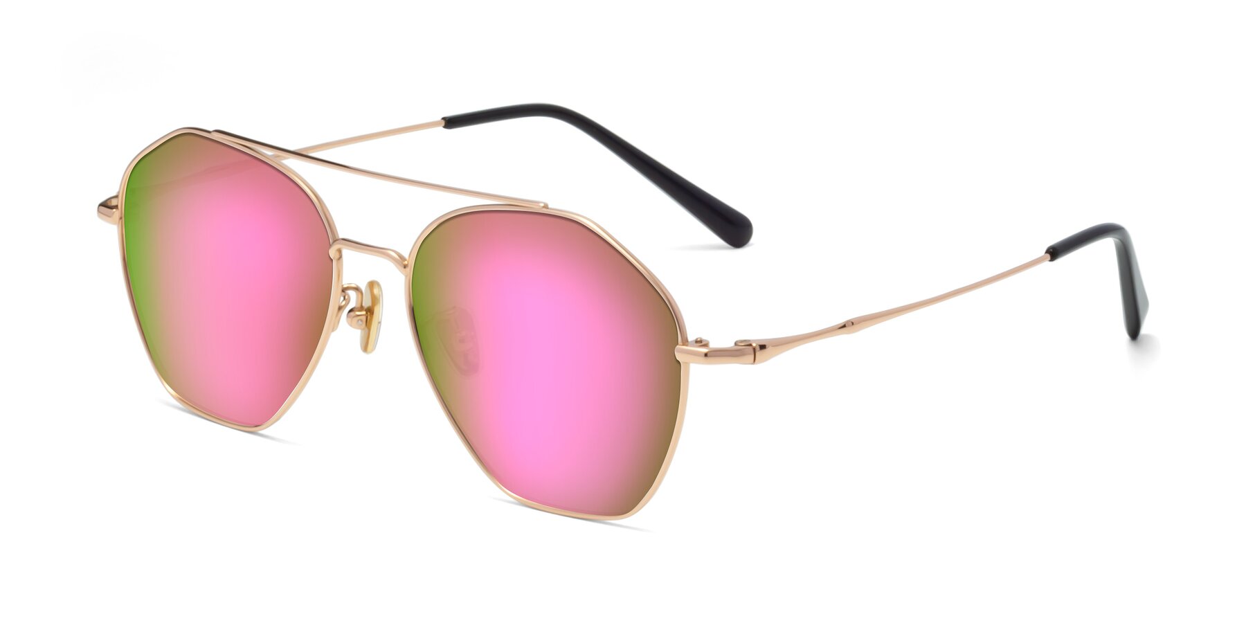 Angle of 90042 in Rose Gold with Pink Mirrored Lenses