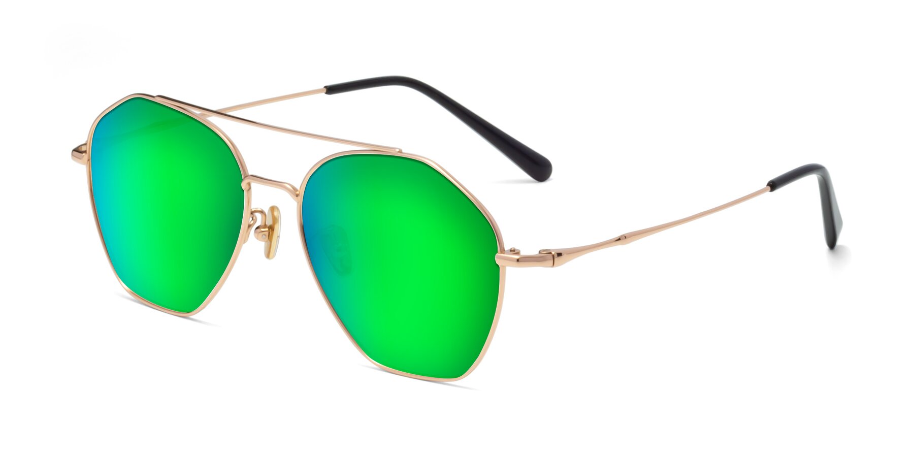 Angle of Linton in Rose Gold with Green Mirrored Lenses