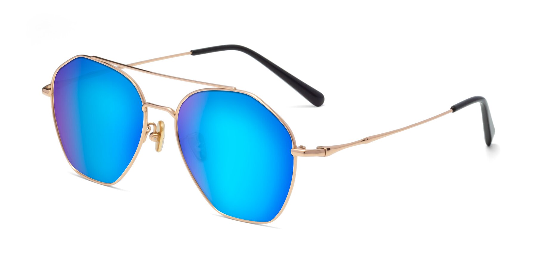 Angle of 90042 in Rose Gold with Blue Mirrored Lenses