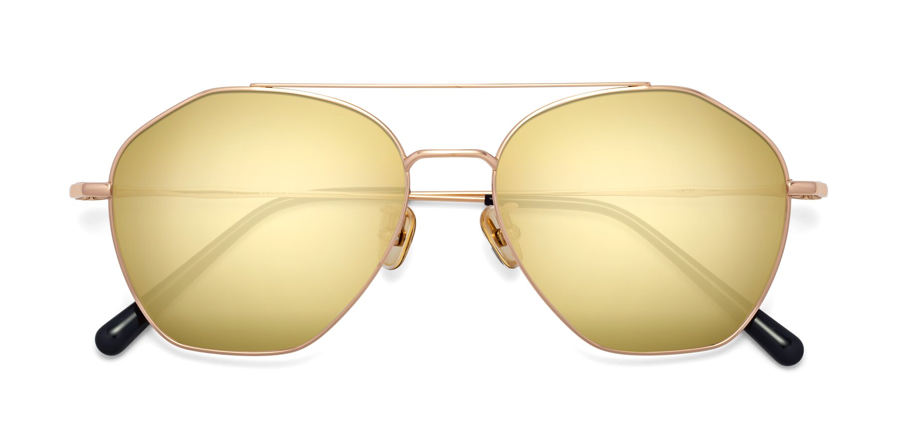 Folded Front of 90042 in Rose Gold with Gold Mirrored Lenses