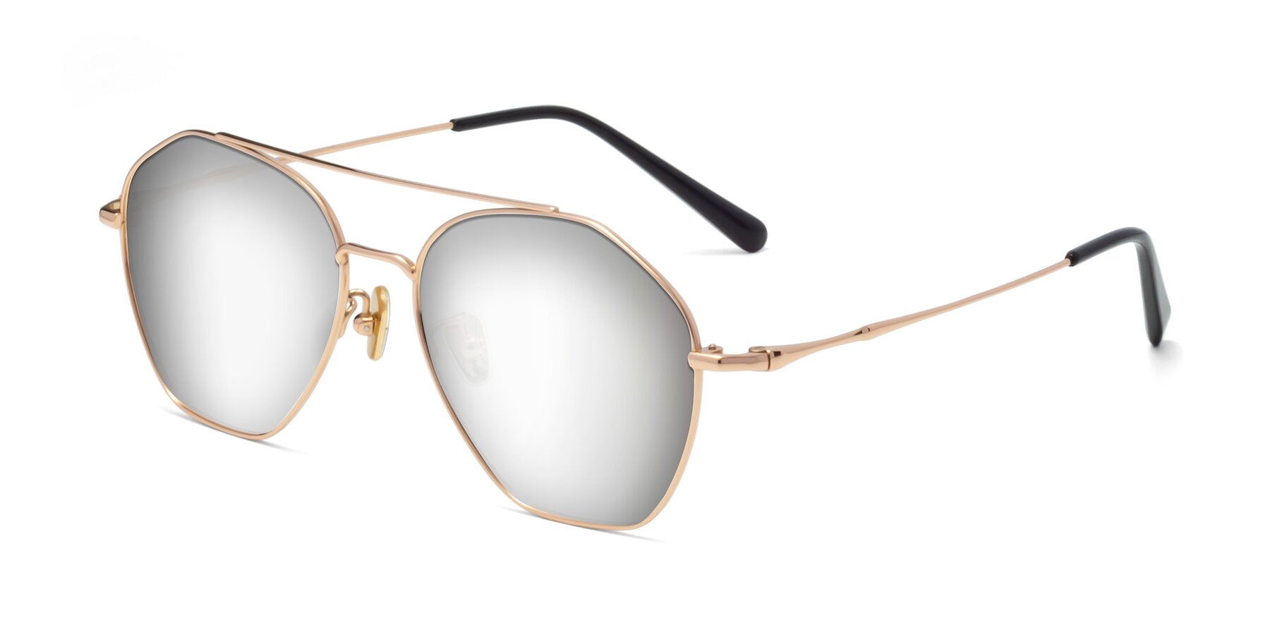 Angle of Linton in Rose Gold with Silver Mirrored Lenses