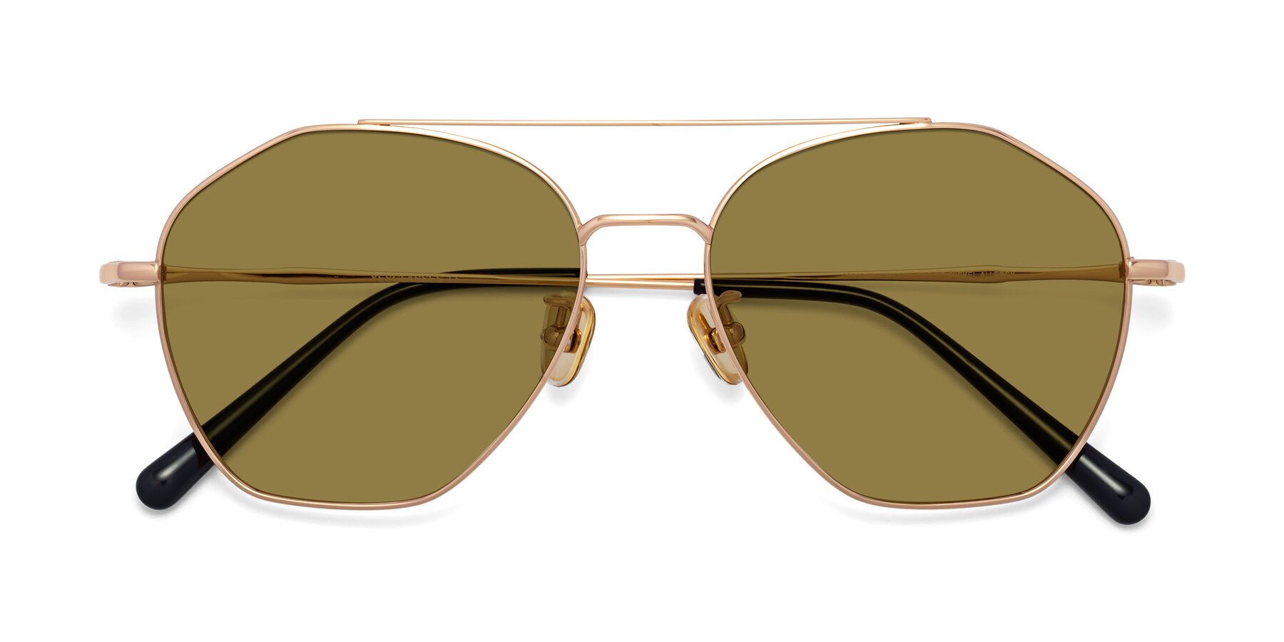 Folded Front of 90042 in Rose Gold with Brown Polarized Lenses