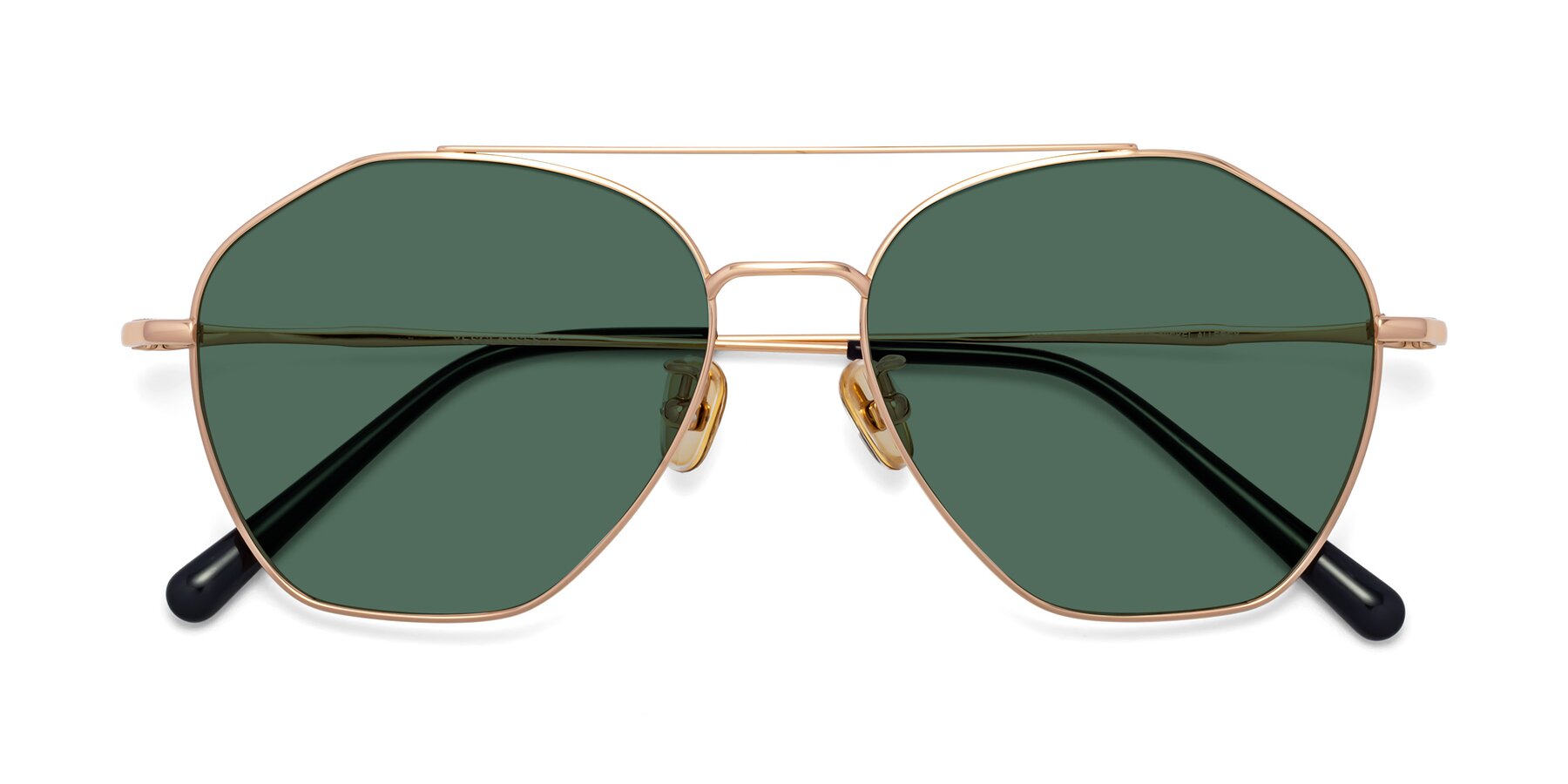 Folded Front of 90042 in Rose Gold with Green Polarized Lenses