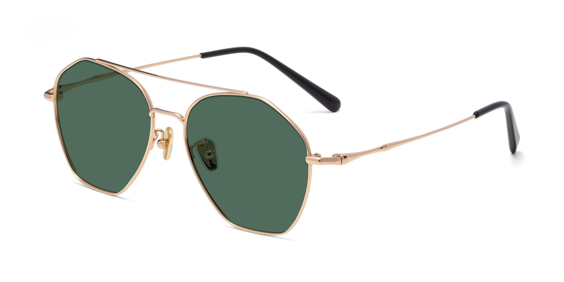 Angle of 90042 in Rose Gold with Green Polarized Lenses