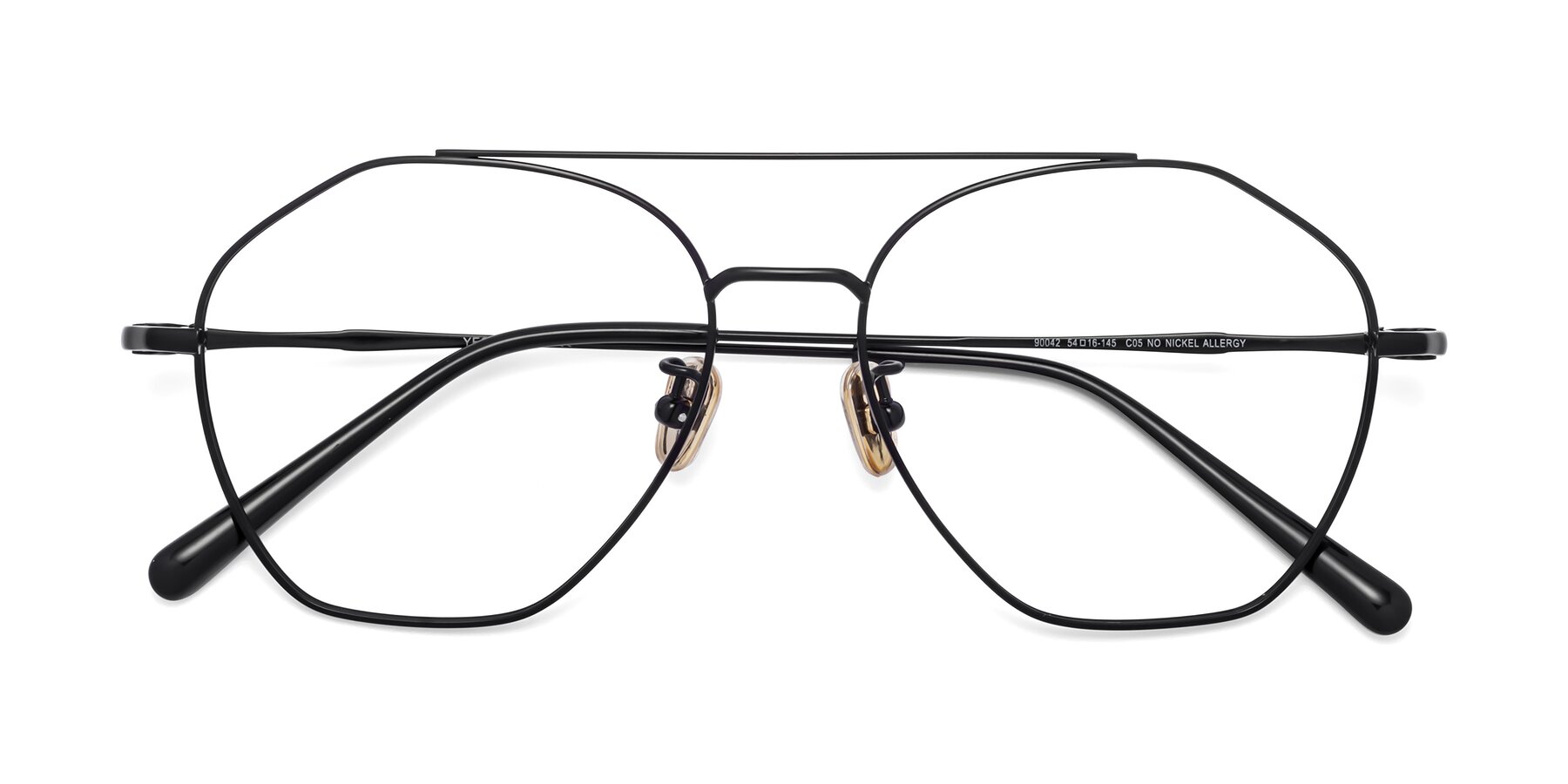 Folded Front of 90042 in Black with Clear Eyeglass Lenses