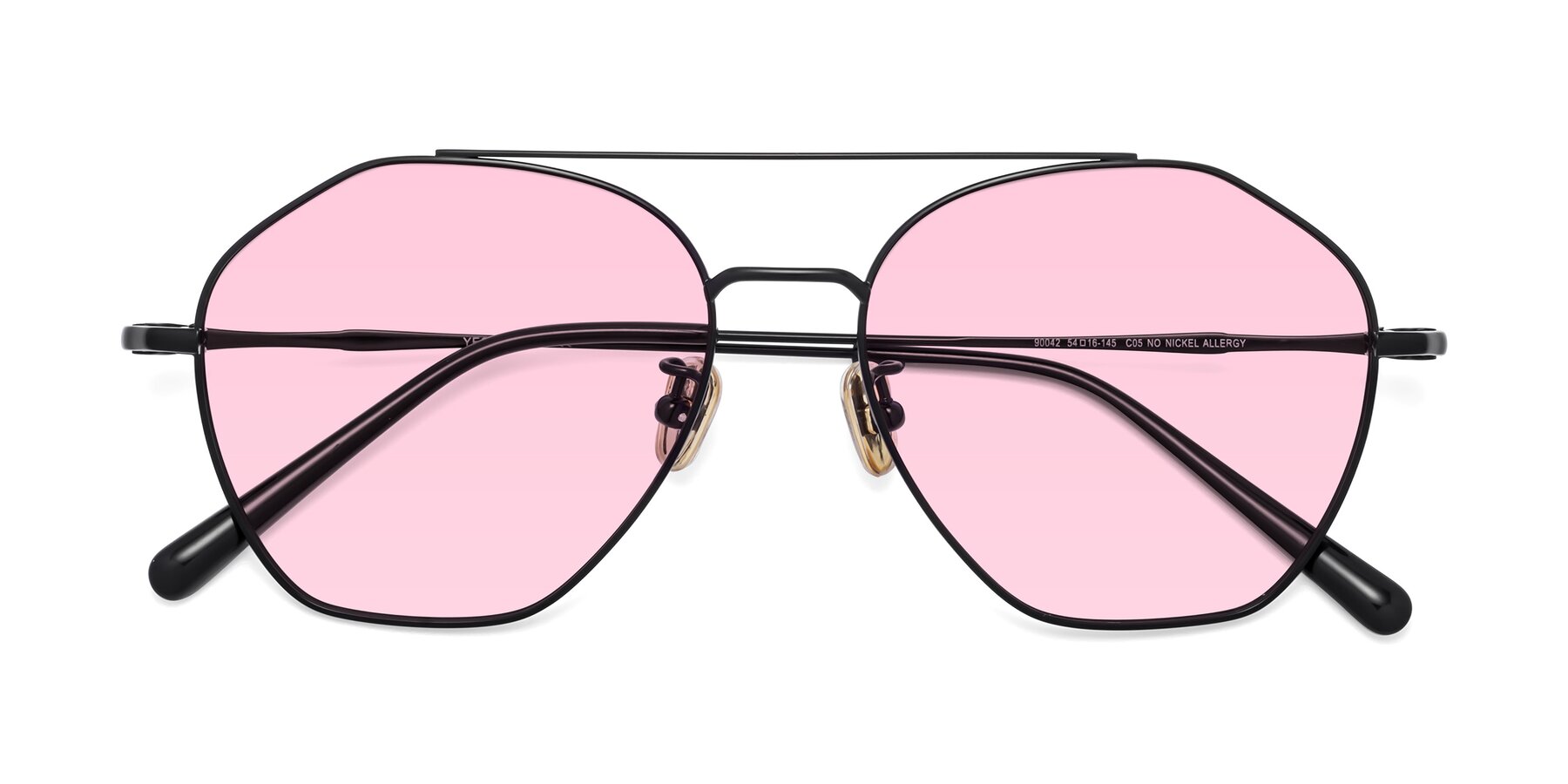 Folded Front of 90042 in Black with Light Pink Tinted Lenses