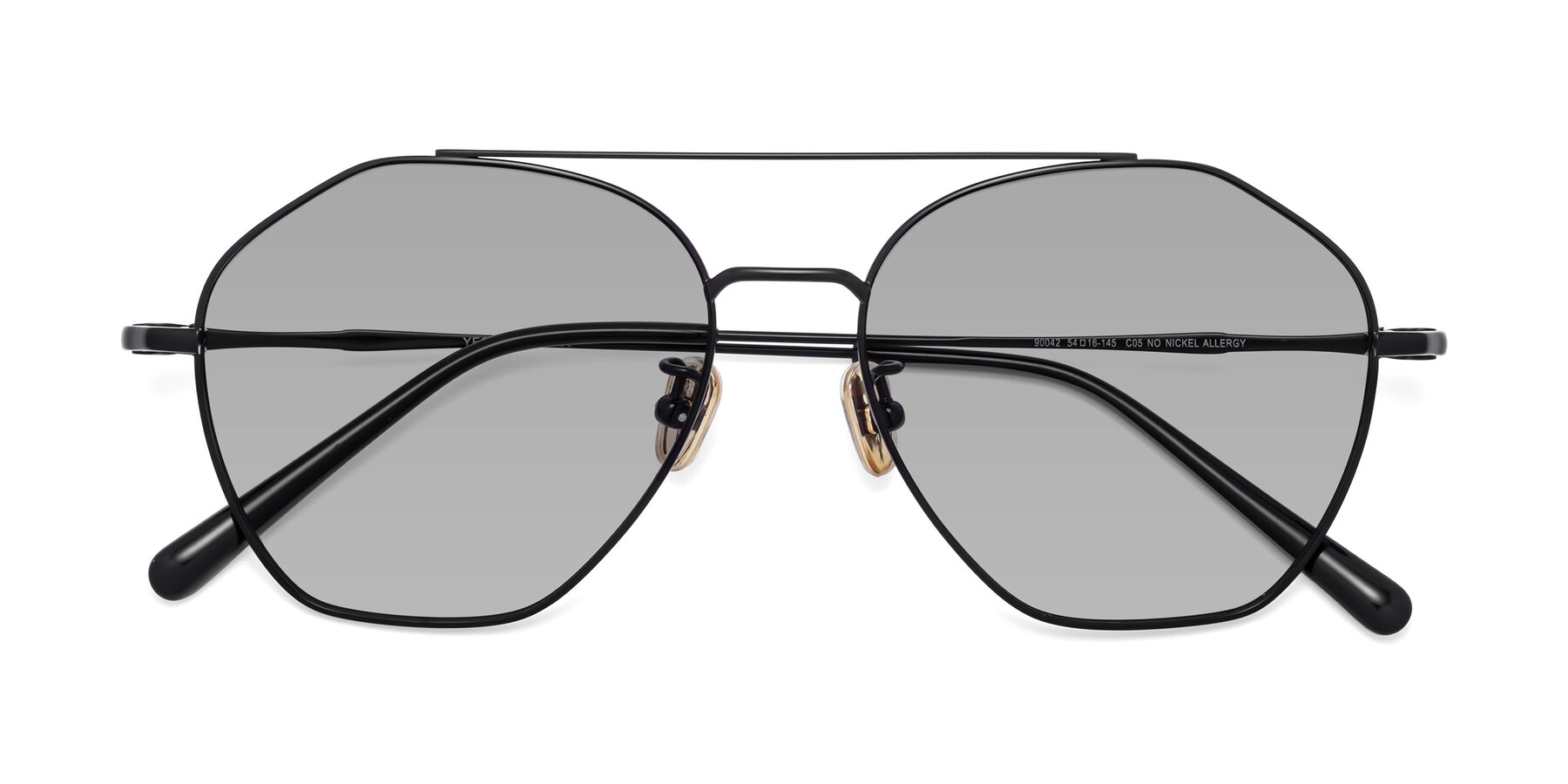 Folded Front of 90042 in Black with Light Gray Tinted Lenses