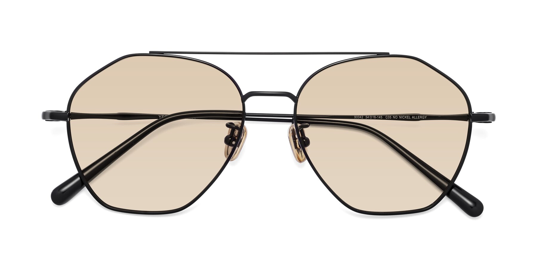 Folded Front of 90042 in Black with Light Brown Tinted Lenses