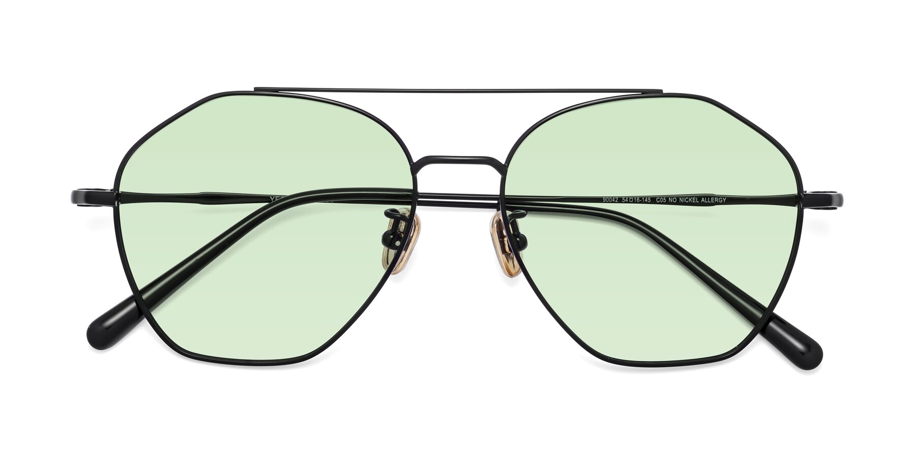 Folded Front of 90042 in Black with Light Green Tinted Lenses