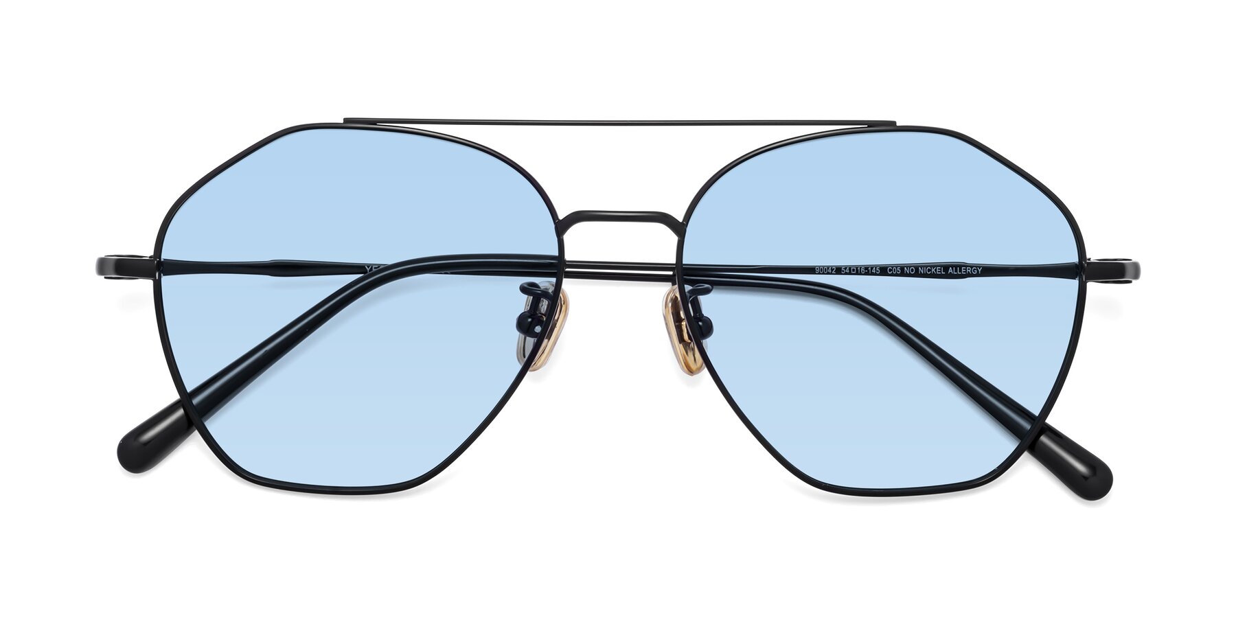 Folded Front of 90042 in Black with Light Blue Tinted Lenses