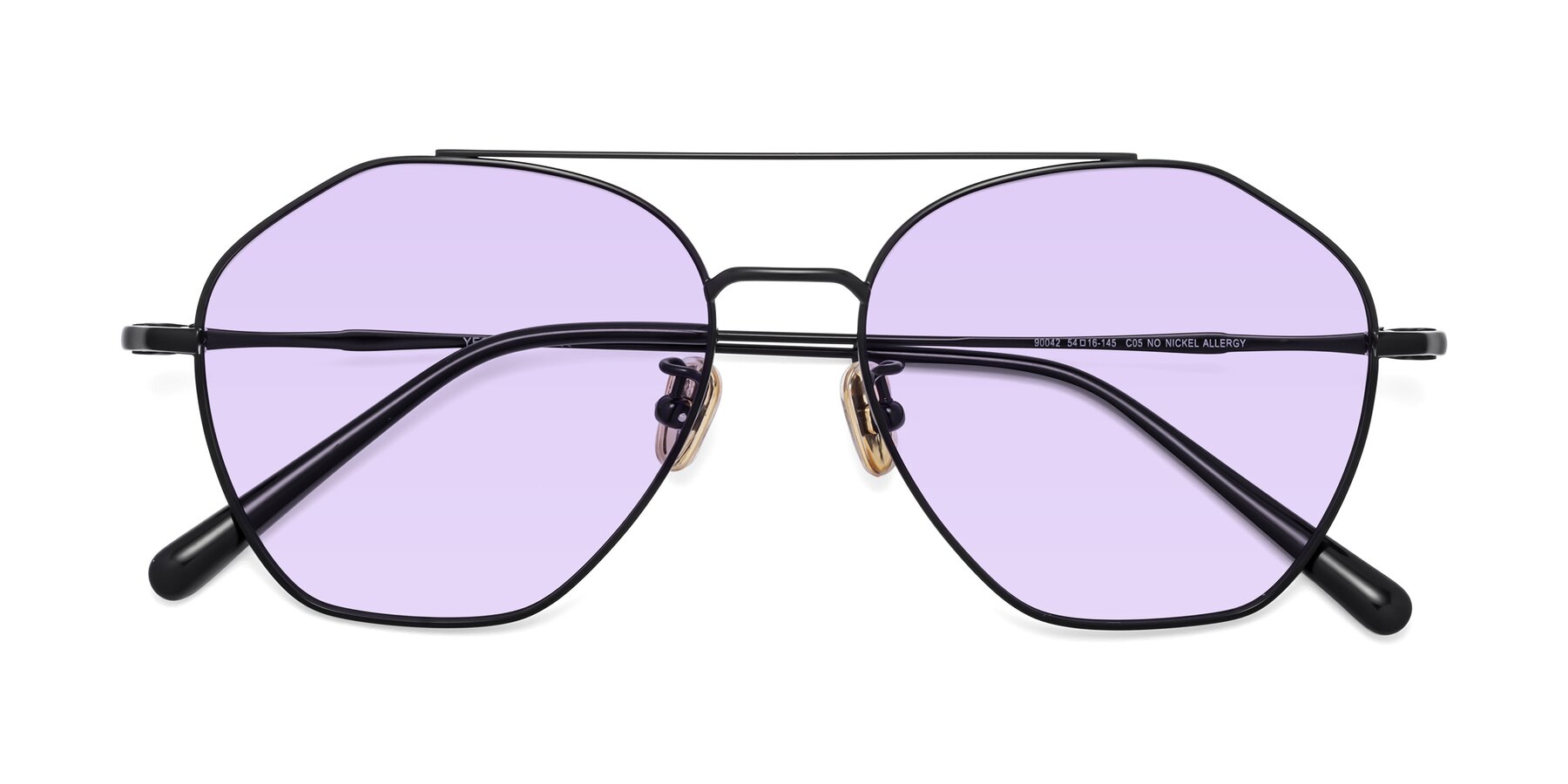 Folded Front of 90042 in Black with Light Purple Tinted Lenses