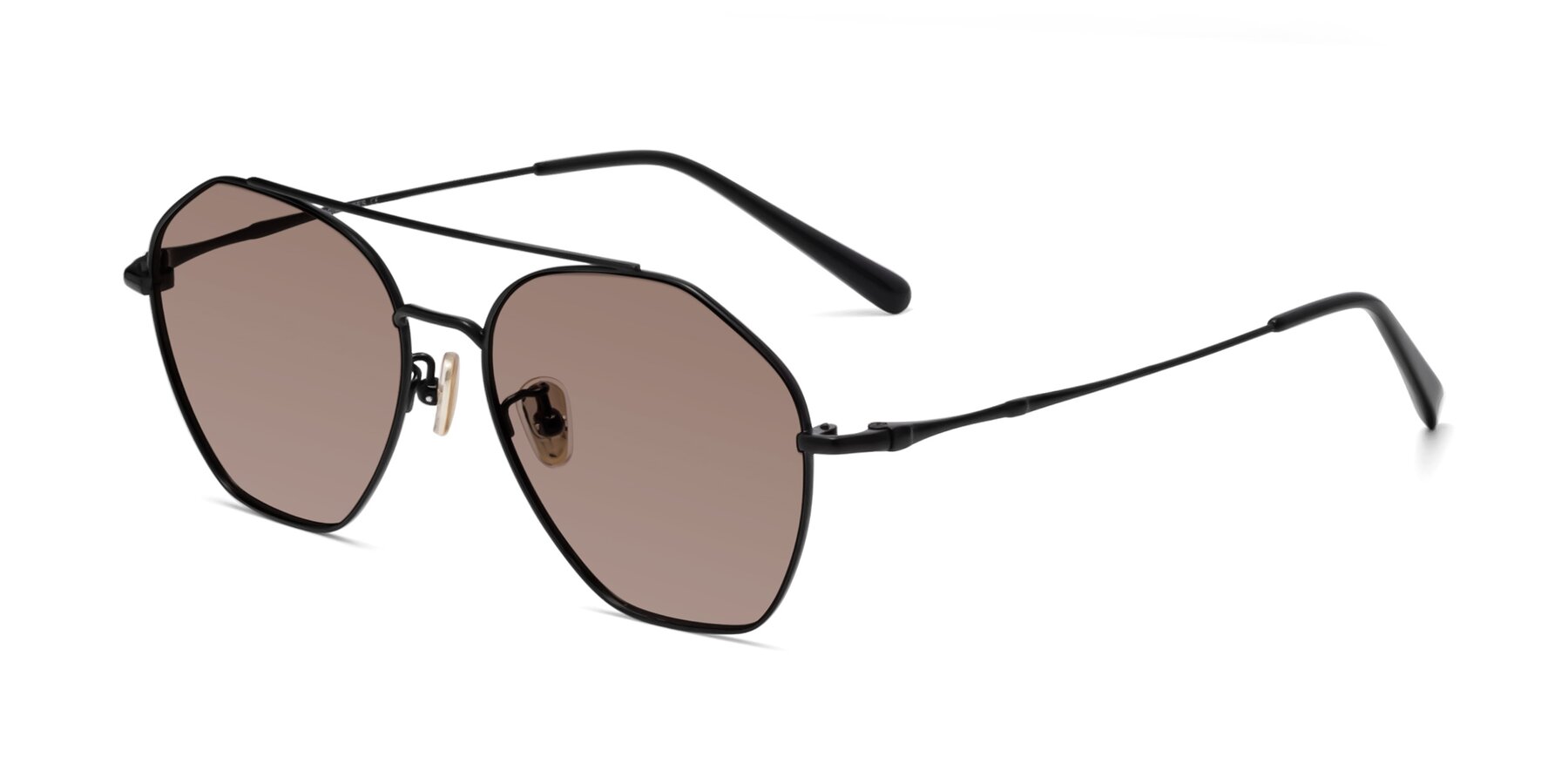 Angle of 90042 in Black with Medium Brown Tinted Lenses