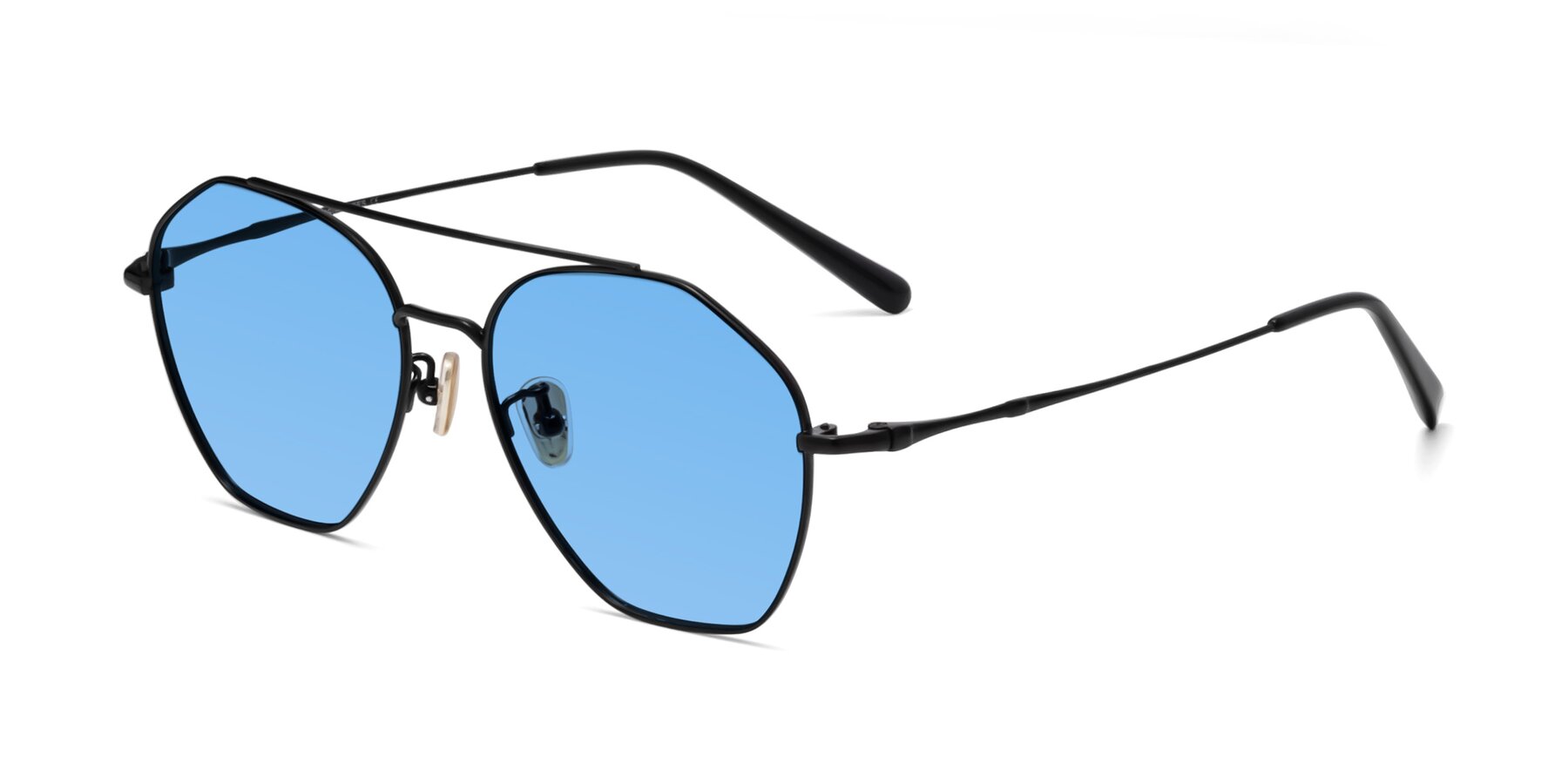 Angle of 90042 in Black with Medium Blue Tinted Lenses