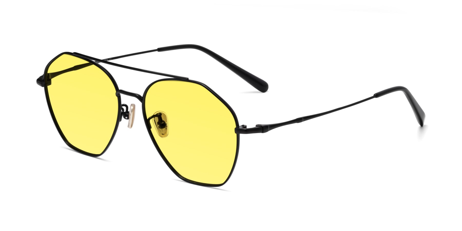 Angle of 90042 in Black with Medium Yellow Tinted Lenses