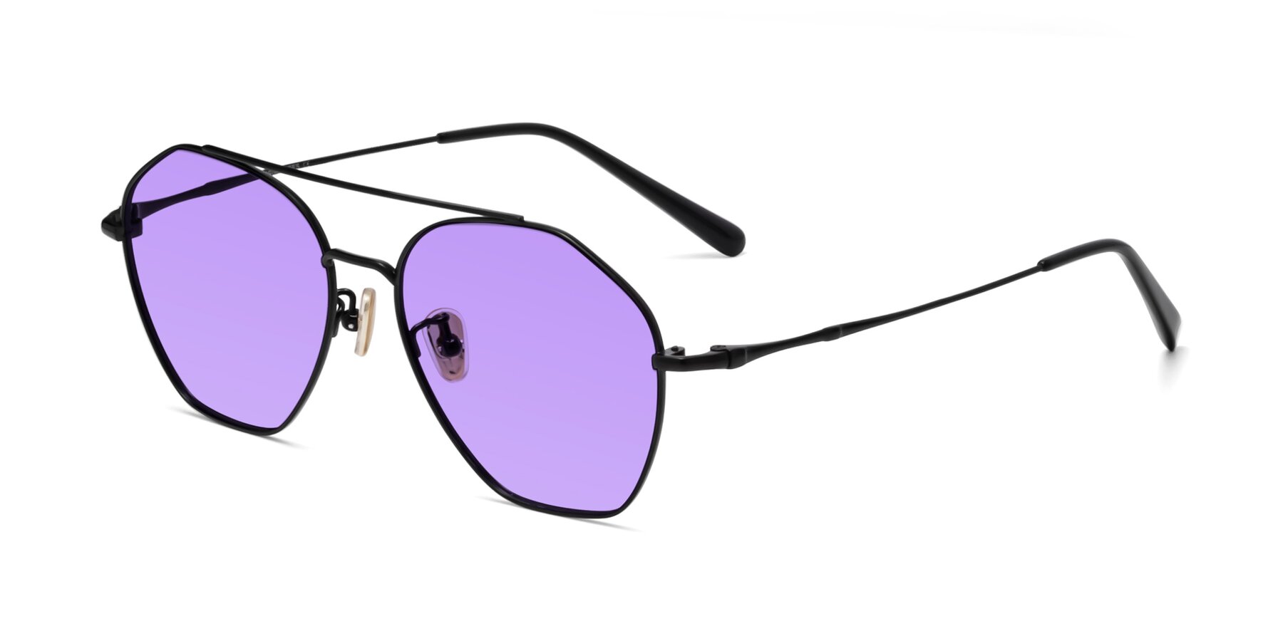 Angle of 90042 in Black with Medium Purple Tinted Lenses