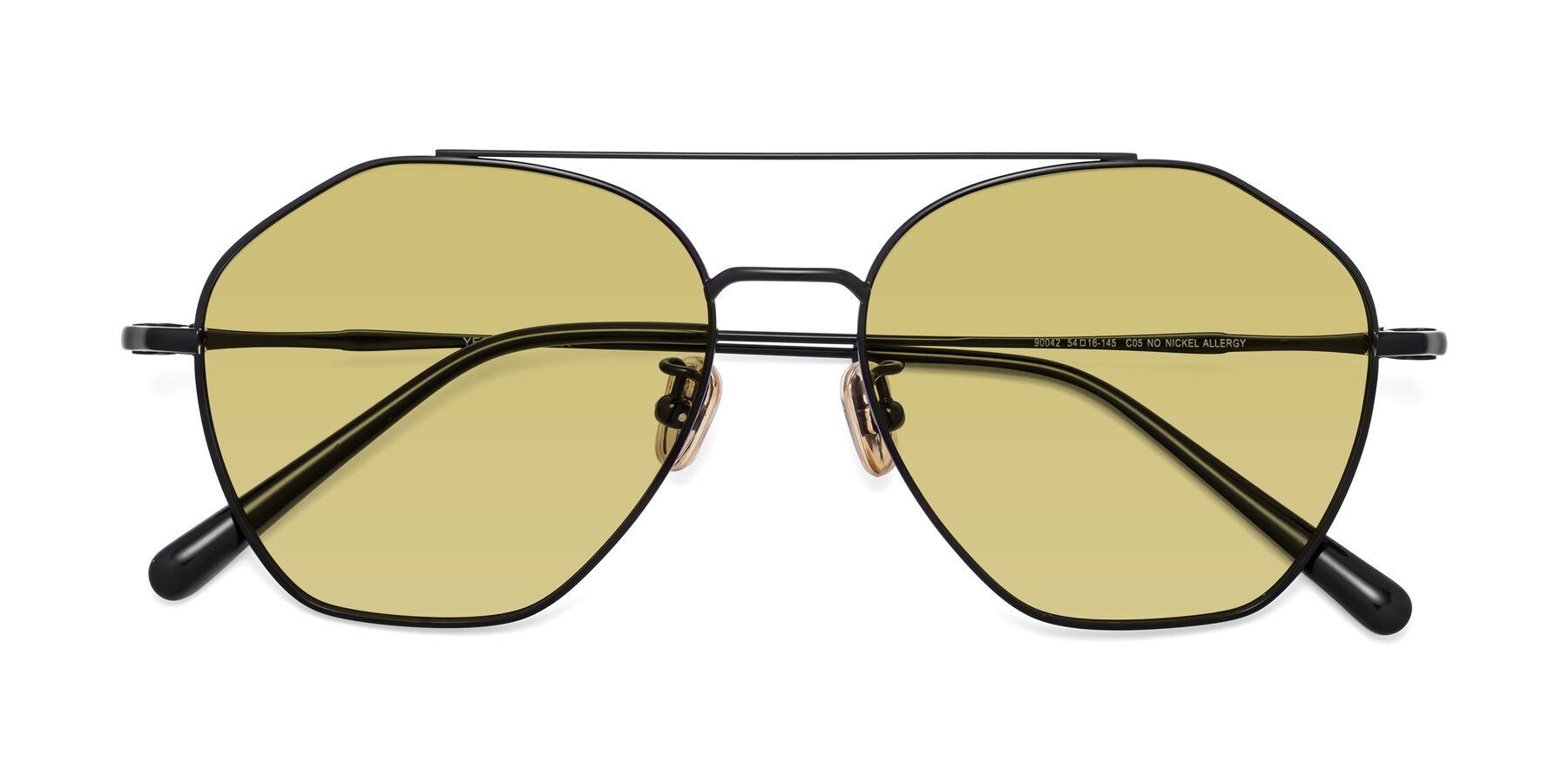 Folded Front of 90042 in Black with Medium Champagne Tinted Lenses