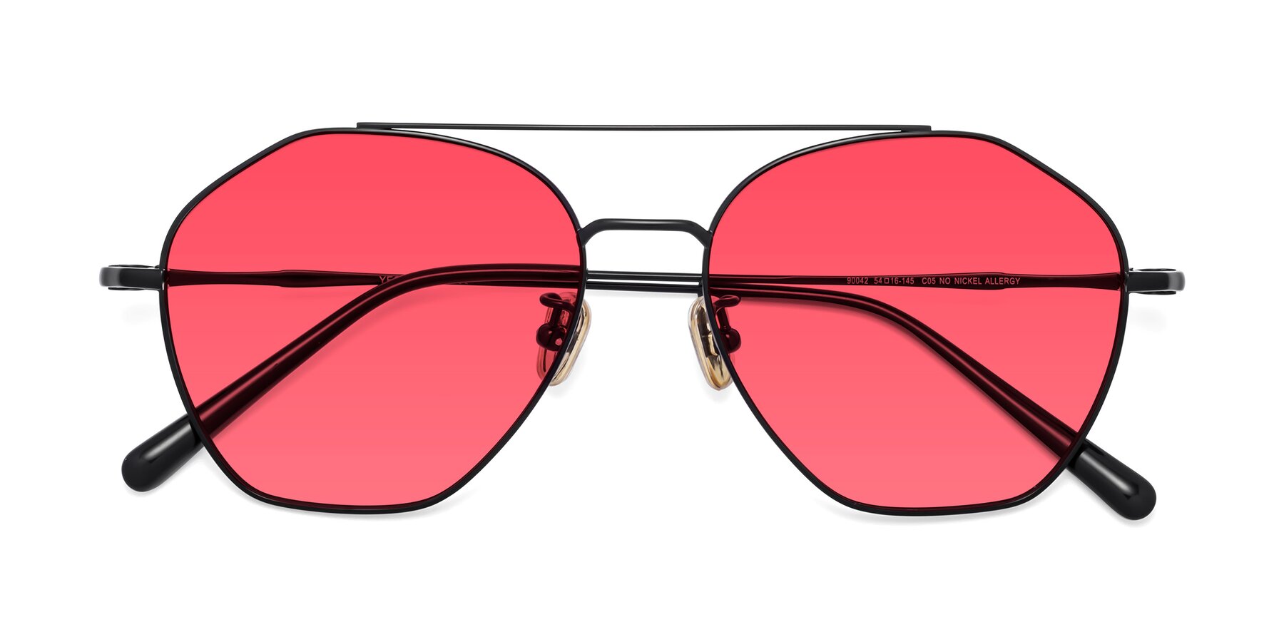 Folded Front of 90042 in Black with Pink Tinted Lenses