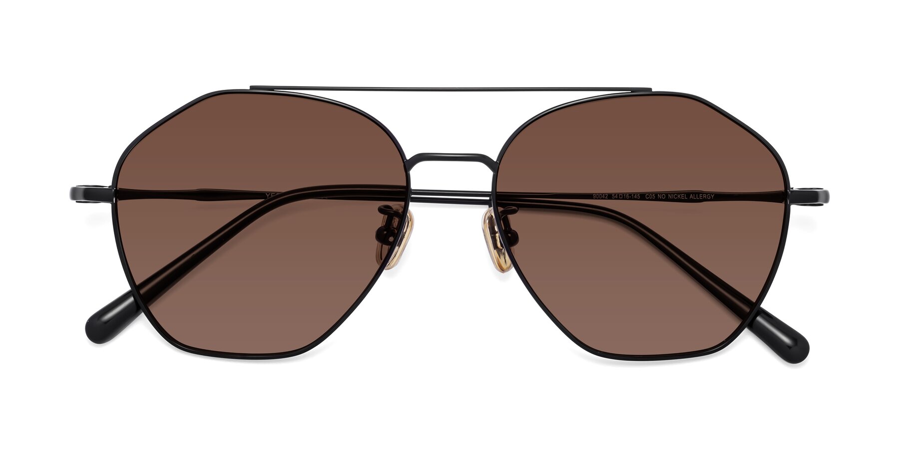 Folded Front of 90042 in Black with Brown Tinted Lenses