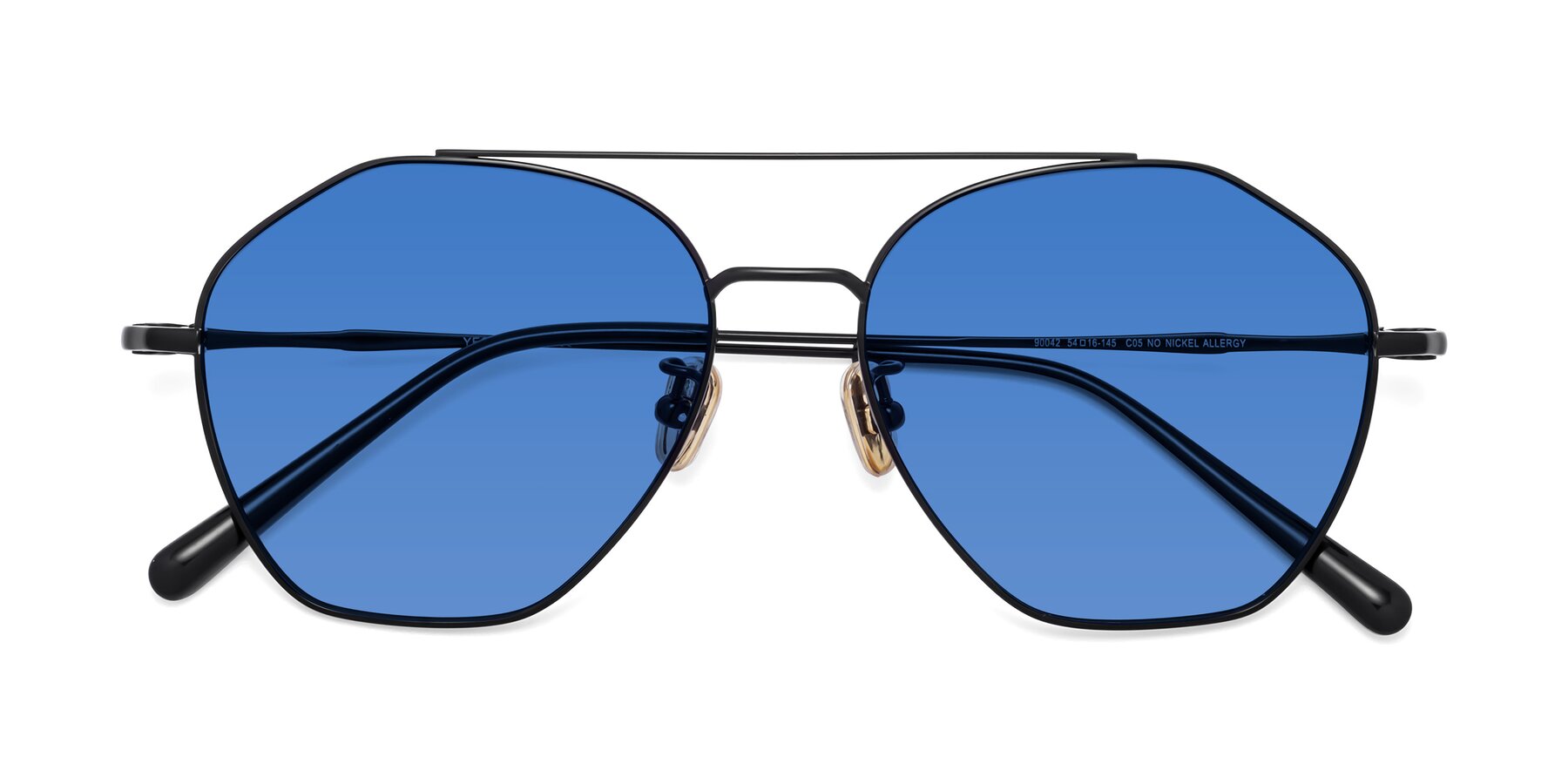 Folded Front of 90042 in Black with Blue Tinted Lenses