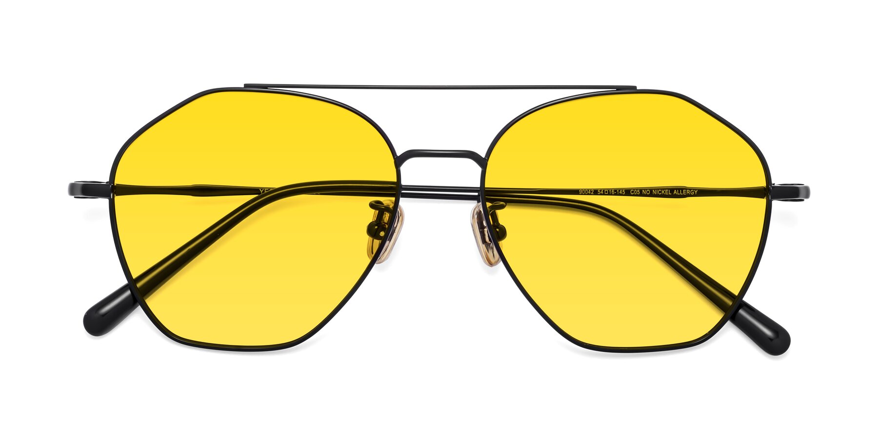 Folded Front of Linton in Black with Yellow Tinted Lenses