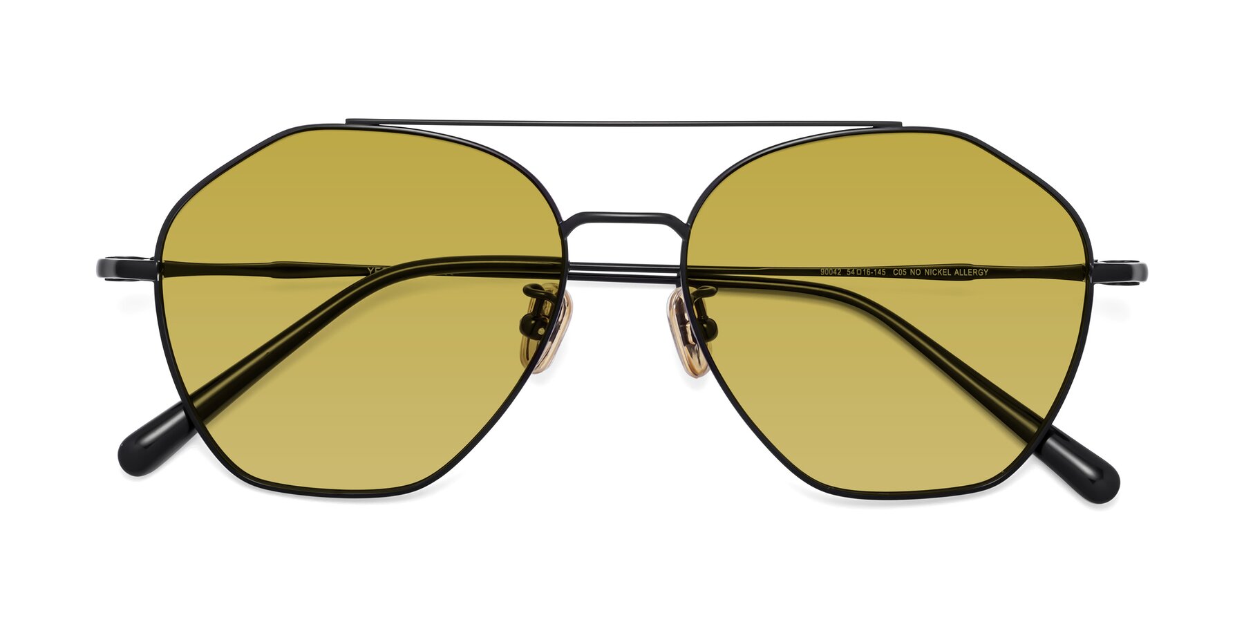 Folded Front of Linton in Black with Champagne Tinted Lenses